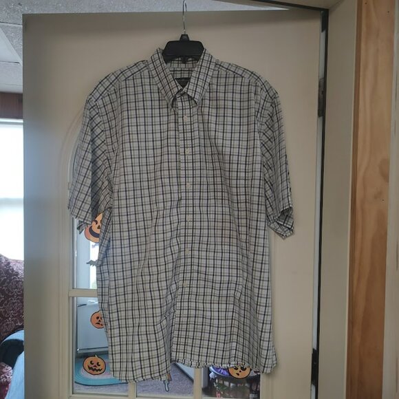 Eddie Bauer Green Black Plaid Short Sleeve Button Down Shirt Size Men's XXL Tall - Picture 1 of 2